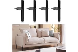 Jopassy Set di 4 Gambe per mobili, Gamba per Tavolo, H 200mm Piedini per Mobili,Metallo Piedi di mobili, Carica fino an 600 KG, per Divano, letto e tavolo TV - Nero