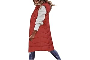 HHMY Damen Weste Mit Kapuze - Leichte Steppweste Frauen Winter Weste Warm Puffer Mantel Lang Steppjacke Freizeit Wintermantel Ohne Ärmel Jacke Für Aktivitäten Wandern Büro Home