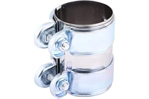 Qiilu Abrazadera Universal de Acero Inoxidable de 2,5 Pulgadas Escape Turbo Conector de Tubo Catback con Pernos Conector de Tubo Catback del silenciador (Plateado)