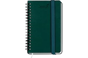 BEZEND Petit Agenda 2023 2024 de Poche 15,5x9cm [Vert Foncé] Agenda Scolaire 2023 2024 Semainier Spirale | 17 Mois D'août.'23 à déc.'24 | Couverture Souple en Cuir PU