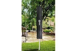 SKYTE Large Rotary Washing Line Cover Heavy Duty Waterproof Fabric Protective Weather Resistant Parasol Cover Garden Dryer and Airer 600 D Oxford Material Drawstring Rope Black/Green, 28 x 28 x 150cm