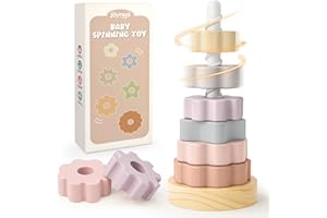 Joyreal Wieża do układania w stos zabawka dla dzieci od 1, 2, 3 lata, kolorowy pierścień piramida z gwintem spiralnym, gra koła zębatego, wieża pierścieniowa, piramida pierścieniowa, stos pierścieni