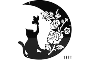 LiYiJiKeJi Decorazione da Parete in Metallo Nero, Gatto Lunare Decorazioni Moderni Muro Arte Minimalista, Quadretti da Parete per Casa Camera da Letto Soggiorno Bagno Galleria Corridoio(Gatto Lunare)