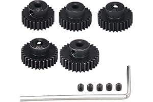 RCTHJIA 48P Hardened Steel Pinion Gear Set 3.175mm (1/8 inch) Hole 26T 27T 28T 29T 30T 48DP Pitch Gears with Hex Key for RC Brushless Brush Motor RC Car Upgrade (5pcs)