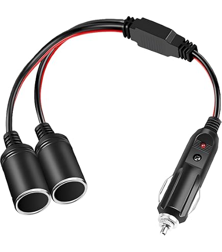 GTIWUNG Cavo Prolunga Accendisigari Auto 12V/24V Con Interruttore E LED, Splitter 2 Prese Da Maschio A Femmina, Adattatore Doppio Con Fusibile - 5