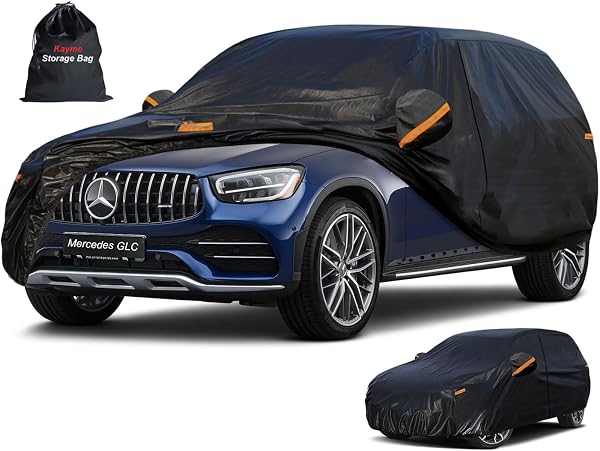 Kayme Waterproof Breathable Car Cover Compatible with Mercedes Benz GLC (2015-2025), 7 Layers Outdoor Car Cover, Rain Sun Dust Cover with Zip and Cotton Lining. - 1