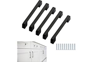 Koboko 5 sztuk uchwytów meblowych, czarne, z rozstawem otworów 160 mm, uchwyty meblowe, uchwyty meblowe, uchwyty do szuflad, uchwyty kuchenne, uchwyty do szafek kuchennych, uchwyty czarne, uchwyty