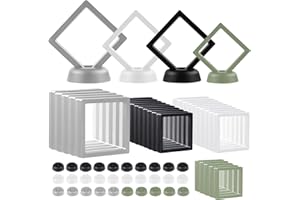 CNYMANY 30 pcs 3D Floating Display Holder Stands, 11cm 9cm 7cm Challenge Coins Display Case Stand with Base, PE Suspension Frames Container for Medallion Chip Jewelry Pin Stone Stamp Specimen