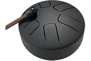 DZPUHUOJZ Steel Tongue Drum 3.8 Inch 6 Notes, Handpan Drum With Drumsticks, Percussion Instrument Buddha Stones Mini Steel Tongue Drum For Education Entertainment Meditation Yoga Zen Gifts (Black)