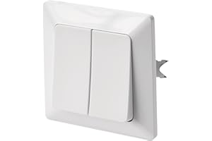 EMOS Interrupteur double en blanc (brillant) pour éclairage 250 V~/10 AX - Double interrupteur en plastique - Sans boîte encastrée - Classe de protection IP20 pour l'intérieur