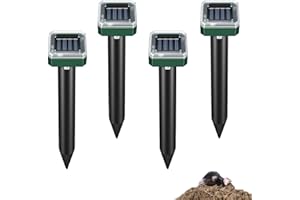 MERWLUKT Anti Taupe Solaire Vibration et Ultrasons, 4 Pièces Repulsif Taupe Solaire pour Protéger Votre Jardins Pelouse des Taupes, Marmottes, Campagnols, Serpents et Gaufres