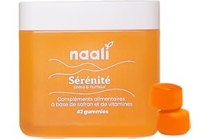 Naali - Gummies au Safran - Vitamines B6 B3 B9 B12 - Sans sucre - Gélules Naturelles - Goût Mangue