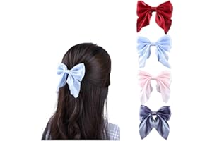 Dervivea Vintage Bowknot Haarspange Barrette Blaues Band Bogen Haarspange Große Satin Haarspangen Pin Französisch Bogen Knoten Haarspange Satin Bowknot Clip Kopfstück Dekorative Haarschmuck Für