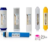 5 Universal Reverse Osmosis Filters Kit - Includes 50GPD Vontron Membrane, Teflon Roll, Connectors and T - Ideal for 6 Stage