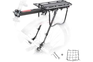 ELIM Bike Pannier Rack, Bicycle Rear Rack Cycling Seatpost Rack MTB Aluminum Luggage Cargo Rack with Reflector and Cargo Net