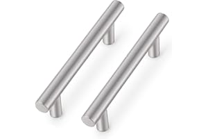 Probrico 20 X Acier Inoxydable T Barre Cusine Poignée de porte Armoire poignée de avec Vis(Entraxe de trous:96mm)