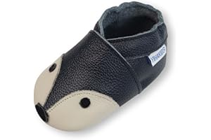YIHAKIDS Krabbelschuhe Baby Lauflernschuhe Lederpuschen Hausschuhe Jungen Mädchen Mokassins Weicher Leder Babyschuh mit Wildledersohlen Kleinkind rutschfeste Lederschuhe Baby 0-3 Jahre