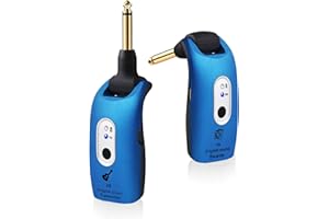 INGPARTNER A9 Wireless Guitar System 2.4GHz Built-in Rechargeable Lithium Battery 270°Rotatable Audio Wireless Transmitter Receiver for Acoustic Guitar Bass Violin Keyboard Electric Instruments, Blue