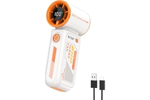 Smiling Shark TF-01 Turbo Ventilador de Mano, Turbo Power 10m/s Alta Velocidad Ajustable de 1-100 Mini Ventilador Portatil de Mano [Máximo 12H] con Pantalla Digital para Viajes/Conciertos/Exterior