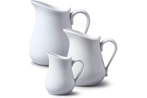 WM Bartleet & Sons 1750 TSET21 Crémiers à Ventre Traditionnel en Porcelaine, Blanc, 100ml/300ml/450ml, Lot de 3