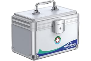 Uniclife Medicina armadietto di primo soccorso scatola con serratura a chiave e manico portatile per medicina bloccabile scatola di sicurezza per farmaci