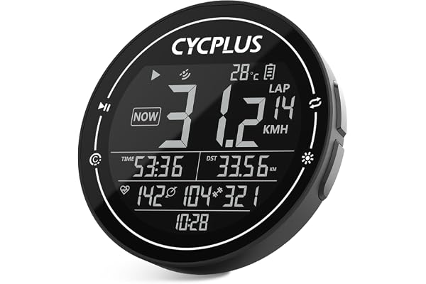 CYCPLUS Ordinateur de vélo GPS - Ordinateur de vélo sans Fil étanche IPX6 - Tacho de vélo Ant+ - Ordinateur de vélo sans Fil Bluetooth 5.0 - Compatible avec Strava