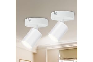 Seruno X 2 Faretti da Soffitto Orientabili GU10, Compatibile LED 6W, Metallo Bianco Opaco, Lampada da Soffitto & Parete Moderna Industriale per Cucina Camera Soggiorno Corridoio (Senza Lampadine)
