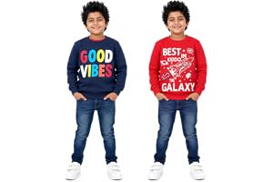 NammaBaby Boys Loopknit Cotton Round Neck T-Shirt Chest Printed Full Sleeves Sweatshirt for Light Winters Pack of 2