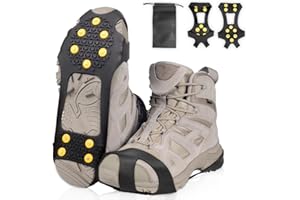 mizikuu Crampons Antidérapant, Neige Grips Crampons antidérapantes avec Dents en Acier Inoxydable Crampons de Traction Unisexe pour Randonnée Pêche Escalade Marche Sports De Plein Air