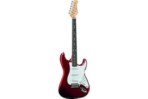 Eko GUITARS - S-300 CHROME RED, Chitarra Elettrica forma Stratocaster, Configurazione S/S/S, 22 Tasti, Colore Chrome Red