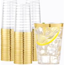 50 Stück Plastikbecher Mit Goldglitter – 300 Ml, BPA-frei, Wiederverwendbar, Für Partys, Hochzeiten, Geburtstage
