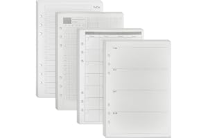 DY.2ten A5-blad för återfyllning Set med 4, Daglig/Vecko/Månadsplan & Uppgiftslista Utan Datum, Perforerade Dagboksinsatser 6 Hål, 180 Blad/360 Sidor 100g/m², Blad för Pärm