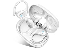 LTINIST Auriculares Inalámbricos Deportivos, Auriculares Bluetooth 5.3, 75Horas Cascos Inalambricos Bluetooth Sonido Estéreo, 4 HD ENC Cancelacion Ruido Mic, Cascos deportivos IP7 Impermeable, Tipo-C, Blanco