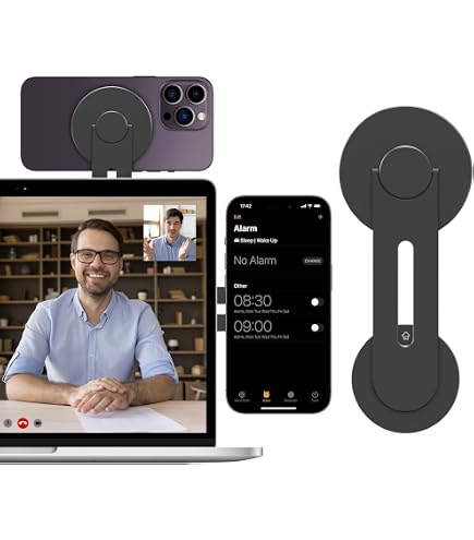 Support Magnétique Pour Téléphone Sur Ordinateur Portable - Clip Latéral, Aluminium - Compatible IPhone/Android - 9