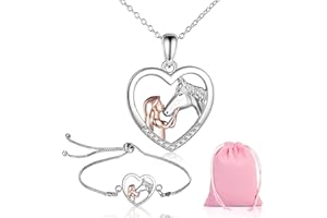 BeoTnp Horse Necklace and Bracelet, 3PCS set Horses Gifts for Girl, Girls Necklace, Horse Nec-klace for Girls, designed especially for girls, for Your Daughter, Granddaughter, or Niece