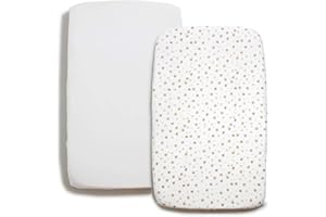 Drap Housse 83x50(2 pièces) - Drap Housse Cododo 83 x 50 cm - Drap Housse Coton (100%) - Drap Housse Couffin - Drap-Housse Lit Bébé Lavable en Machine - Drap-Housse Respirant (Cœurs/Pois) Niimo