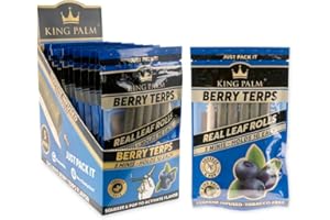 JUSTSMOKE.ME King Palm | Blueberry Terps Bundle - 5 Flavoured Pre Rolls - Palm Leaf Wraps - Mini 1.g