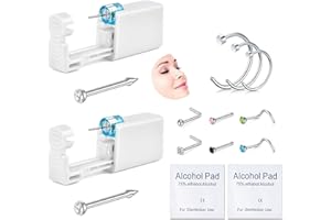 AVYRING 8Pcs Nose Piercing Kit, Piercing Gun Built-in Nose Studs, Painless Self Piercing Kit with 20G Nose Rings Studs, Disposable Piercing Gun for At Home Nose Piercing
