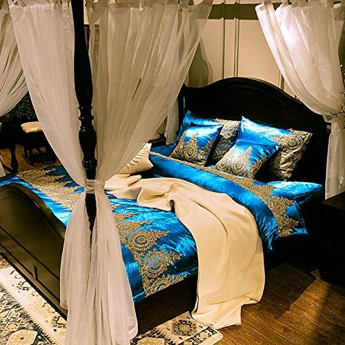 Upscale Satin Cotton Four Set Of Duvet Cover European Suit(1Quilt cover 1 Bed sheets 2pillowslip)-A King