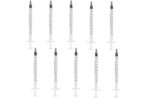 KARJIAJA 10Pcs 1Ml Plastic Syringes Measuring Syringe No Needle Syringe Reusable 1Ml Syringes Sterile Colostrum For Scientific Lab Baby Medicine Dispensing Liquid Measuring Watering Pet Feeding Glue Applicator