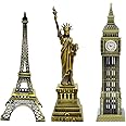 Lilone Metal Showpiece Paris For Home Decor | Eiffel Tower, Statue Of Liberty, Big Ben Tower, Home Decoration Items | Approx Size 15Cm, Orange