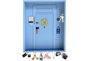 CnosDB Friends Monica'S Key Hooks, Mobiletto In Legno Porta Chiavi Da Muro Per Casa Amici Ganci Chiave Di Monica Con Contenitore E 6 Ganci Per Gli Amanti Delle Serie TV Per Bagno Soggiorno (Blu)