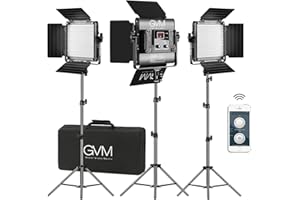 GVM 480 LED Videoleuchte mit Stativ, 3er Pack Bi-Color Fotografie Videolicht Panel 13000Lux/0,5m, 2300K–6800K Studiolicht Dauerlicht für Video YouTube Foto Film Streaming Licht CRI97+ APP-Steuerung