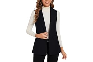LADI TREND Waistcoat Women Long Sleeveless Blazer Office Waistcoats Fully Lined One Button Top Jacket Vest