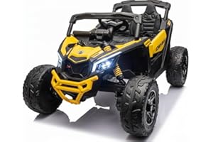 Playhouse Buggy Maverick 4x4 24V - 800W, Bluetooth, Ledersitz, 2 Stoßdämpfer, Eva Räder, 24V 7ah, Fernbedienung, Kinderauto Kinderfahrzeug Kinder Elektroauto (Gelb)