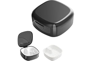 BRISKORE Zahnspangendose Gebissdose, Prothese Box Zahnprothesenbox mit Sieb Zahnprothese Box Retainer Container Aufbewahrungsbox mit Hängender Sieb Protesenbehälter Zahnschiene Box (Schwarz)