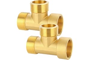 BEATIFIC Lot de 2 raccords en T 1", raccord en T 90° en laiton 1", AGxAGxIG, G1", raccord d'eau DN25, raccord fileté en laiton pour eau potable