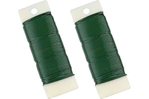 QISF 2 Pack Green Floral Wire - 22 Gauge Flexible Paddle Wire, 70m for Christmas Wreaths, Garlands, Floristry Arrangements, Flower Bouquets and Crafts DIY