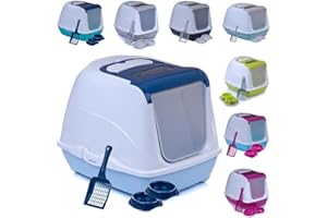 ADENA Katzentoilette Sondermodell 50 Katzenklo Schaufel Filter Haube blau Design 1