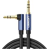 Ugreen 90 Derece L Tipi 3.5 mm Aux Ses Kablosu Mavi 1 Metre